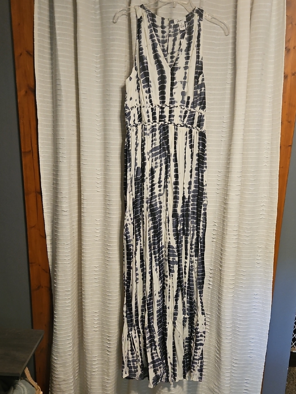 Japna Blue-gray and White Tie-Dye Maxi Dress